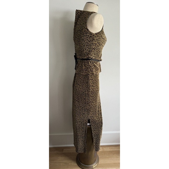 Vtg 90s Scarlett Leopard Print Sheath Textured Maxi Dress w/ Waist Tie | Sz 5/6 - Picture 4 of 6